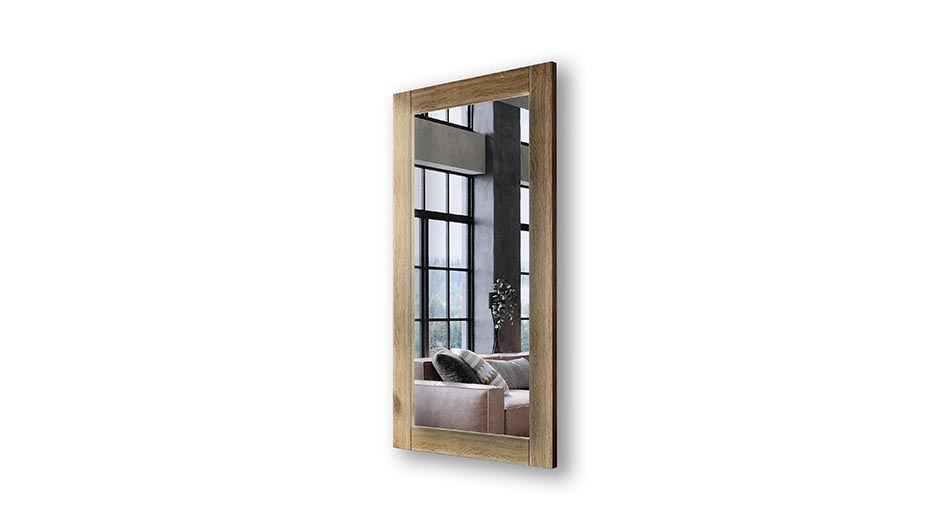 Artforma - Vertical oak wooden illuminated mirror with rectangular ...