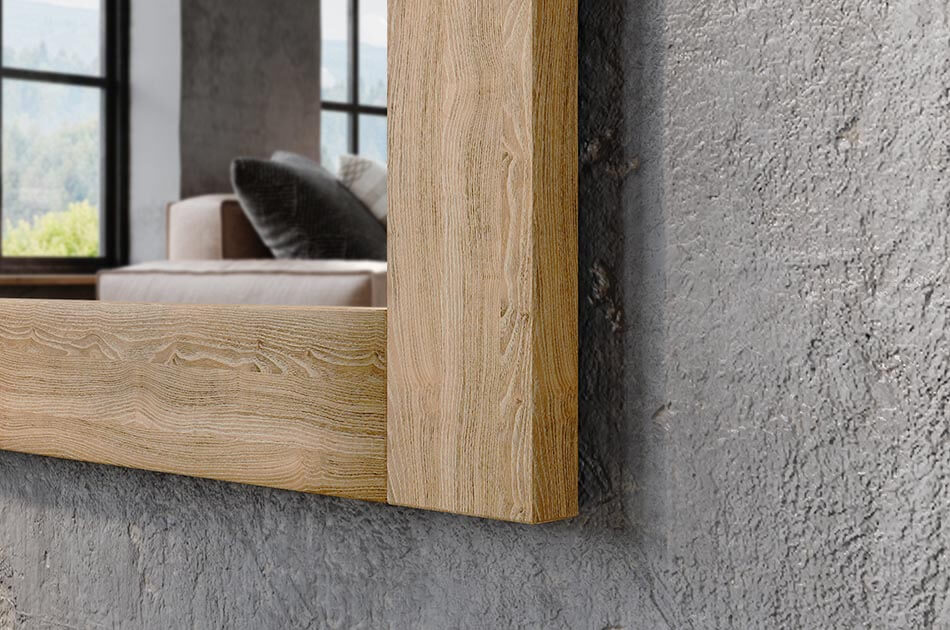 Artforma - Vertical oak wooden illuminated mirror with rectangular 