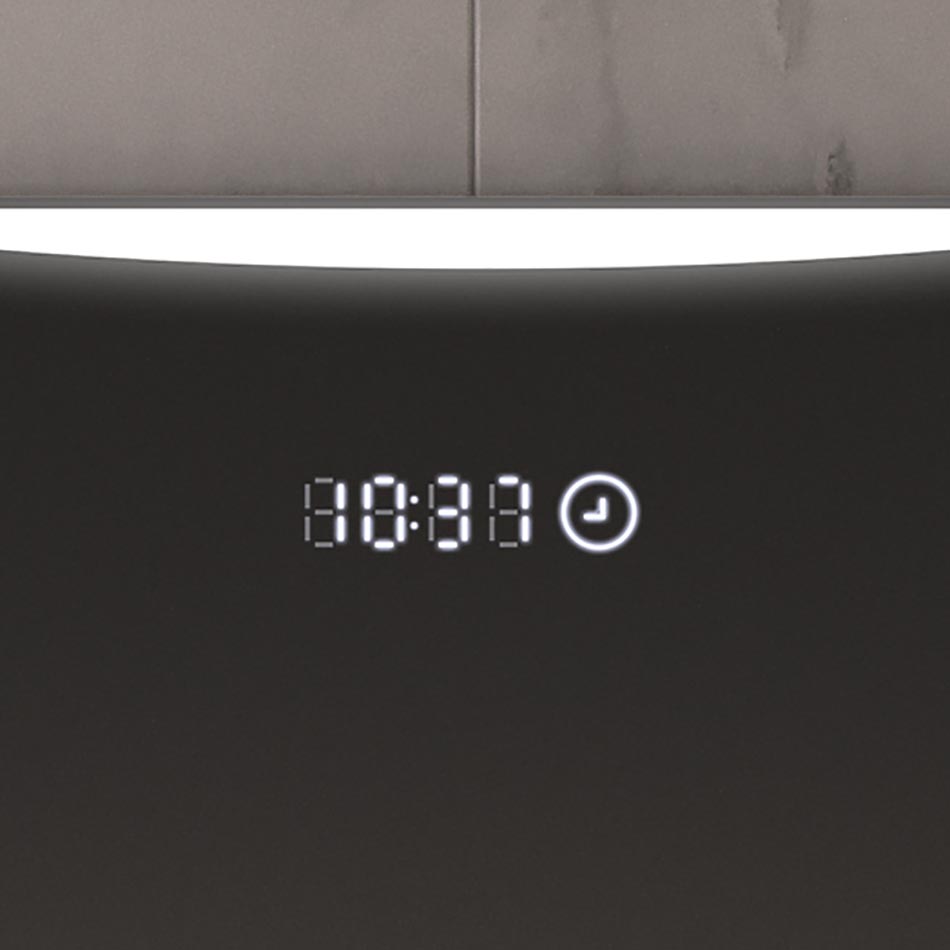 With our mirror you are no longer in danger of being late! The clock with LED display will make sure that you control the time during your daily routine. Size on mirror surface: 2,75 × 0,59 cm. The touch clock is illuminated regardless of the lighting of the mirror. The watch requires additional constant power supply.