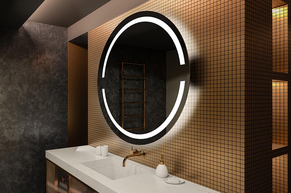 Ambient round LED mirror with warm light – decorative bathroom mirror | ARTFORMA