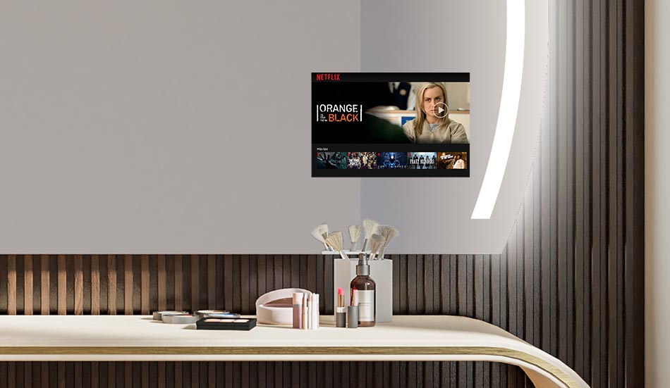 Mirror with softened rectangular form and backlight – rounded LED mirror | ARTFORMA