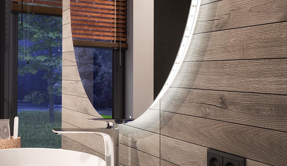 Round LED mirror with ambient backlight – bathroom mirror | ARTFORMA