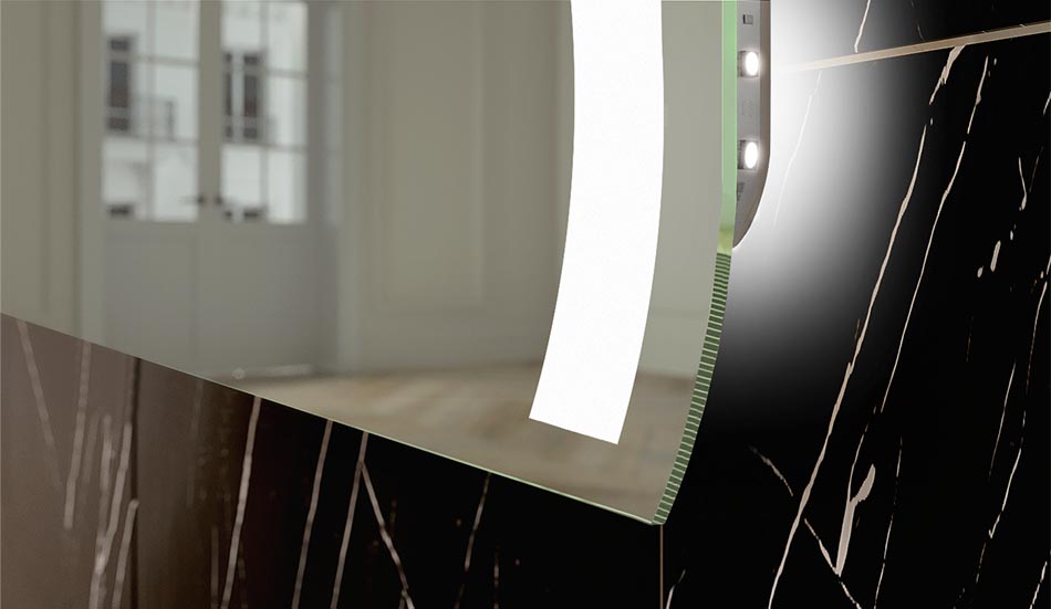 Rounded LED mirror with ambient edge lighting – bathroom mirror | ARTFORMA