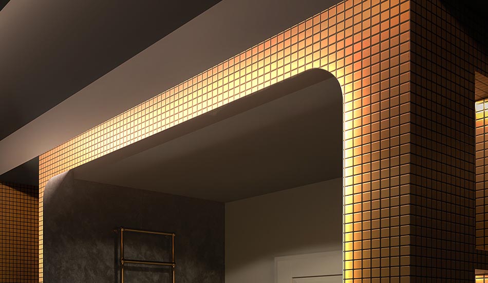 Rounded LED mirror with ambient edge lighting – bathroom mirror | ARTFORMA