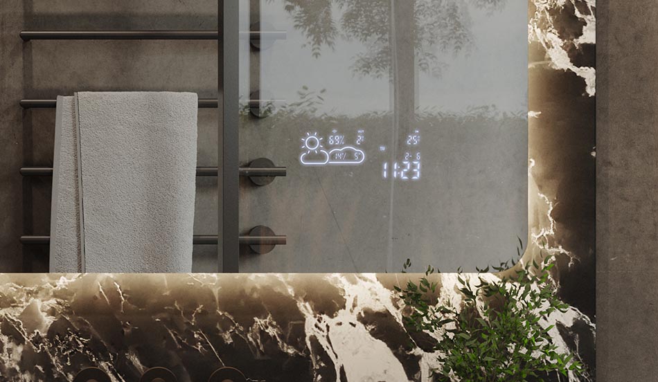 LED mirror with organically rounded form – premium bathroom mirror | ARTFORMA