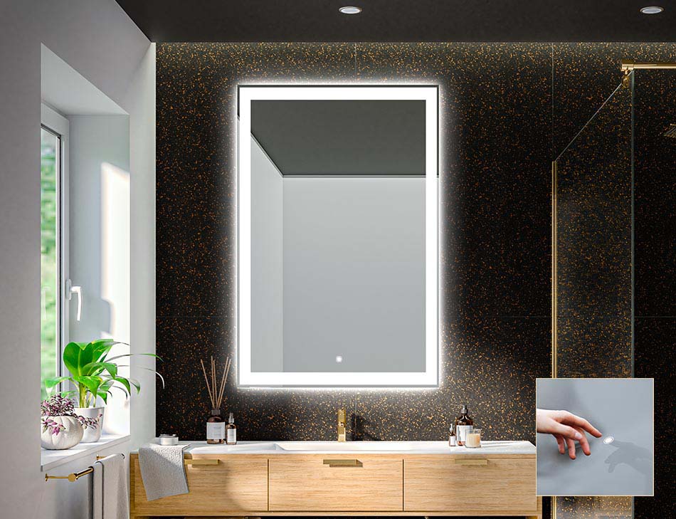 Frameless rectangular mirror with premium backlight – illuminated mirror | ARTFORMA