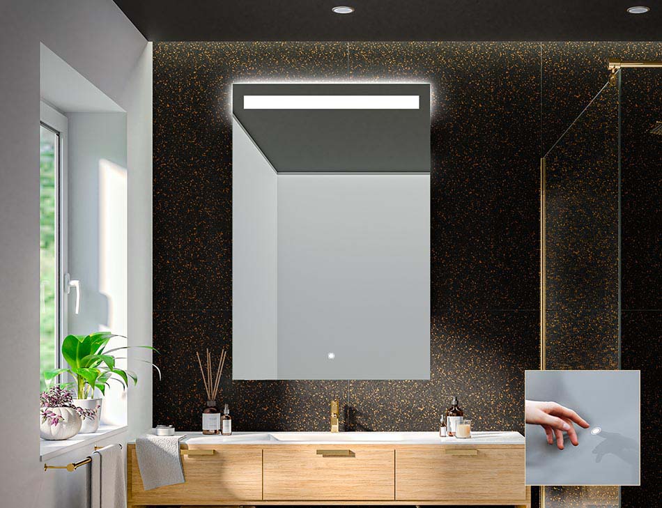 Frameless rectangular mirror with premium backlight – illuminated mirror | ARTFORMA