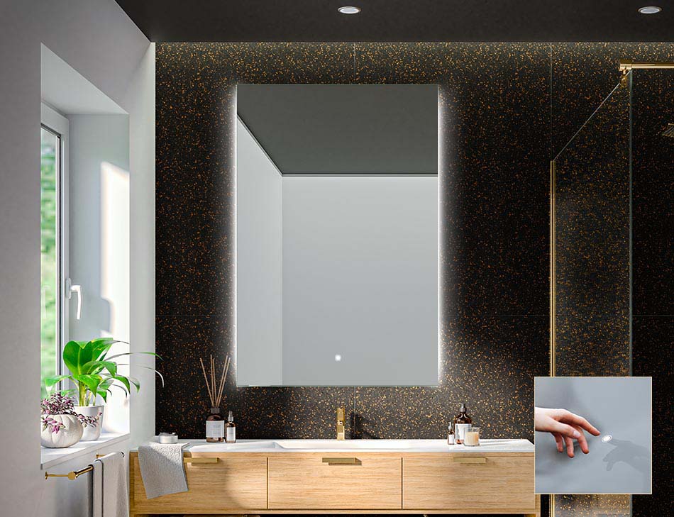 Frameless rectangular mirror with premium backlight – illuminated mirror | ARTFORMA