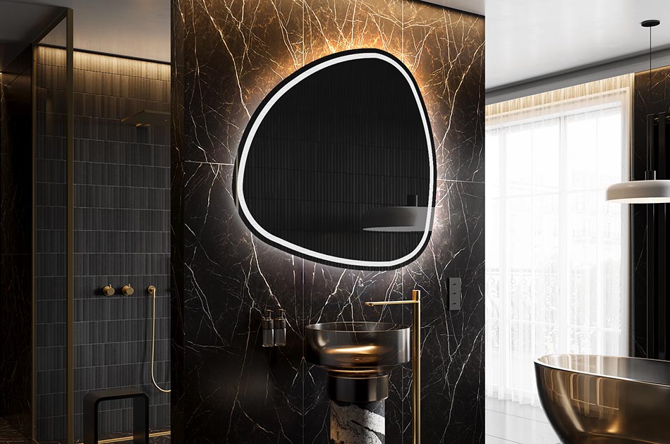 Curved-edge mirror with premium light effect – irregular mirror | ARTFORMA