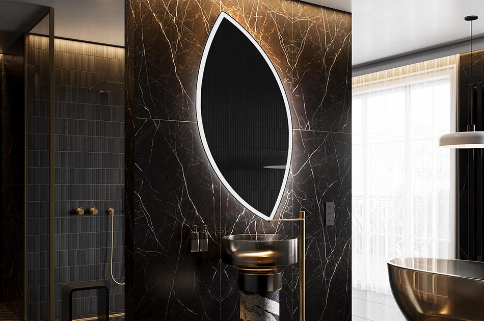 Curved-edge mirror with premium light effect – irregular mirror | ARTFORMA