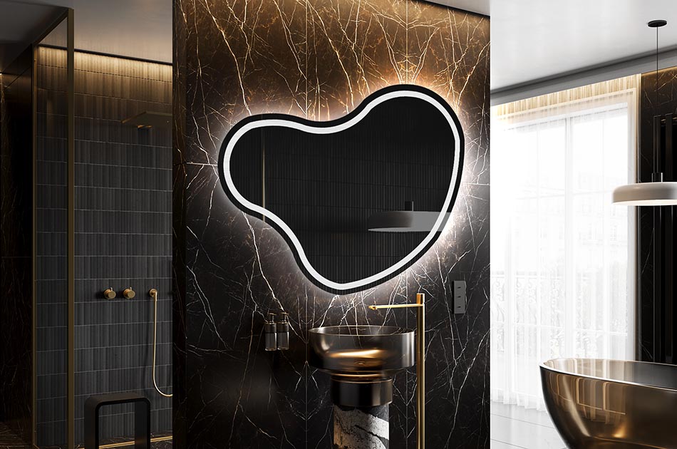 Curved-edge mirror with premium light effect – irregular mirror | ARTFORMA