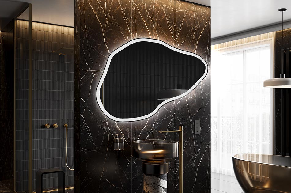 Curved-edge mirror with premium light effect – irregular mirror | ARTFORMA