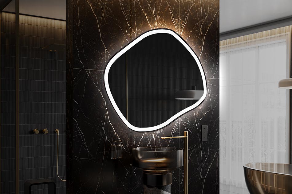Curved-edge mirror with premium light effect – irregular mirror | ARTFORMA