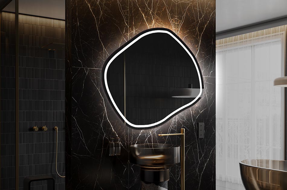 Curved-edge mirror with premium light effect – irregular mirror | ARTFORMA