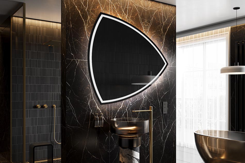 Curved-edge mirror with premium light effect – irregular mirror | ARTFORMA