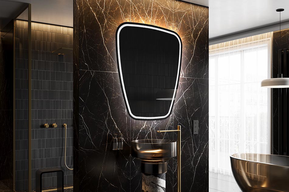 Curved-edge mirror with premium light effect – irregular mirror | ARTFORMA