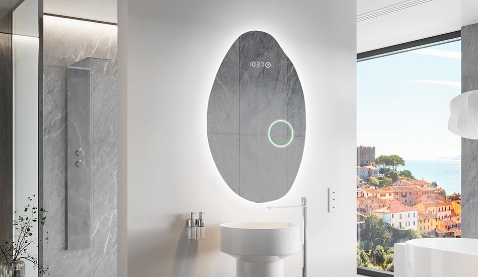 Decorative irregular LED mirror with ambient glow – premium wall mirror | ARTFORMA