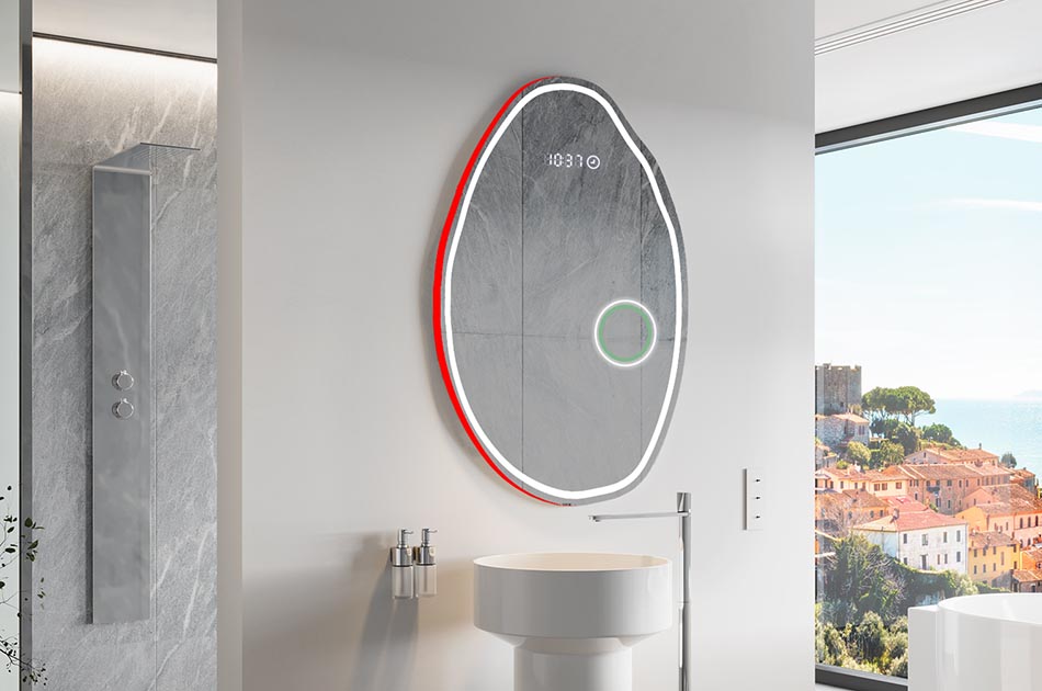 Decorative irregular LED mirror with ambient glow – premium wall mirror | ARTFORMA