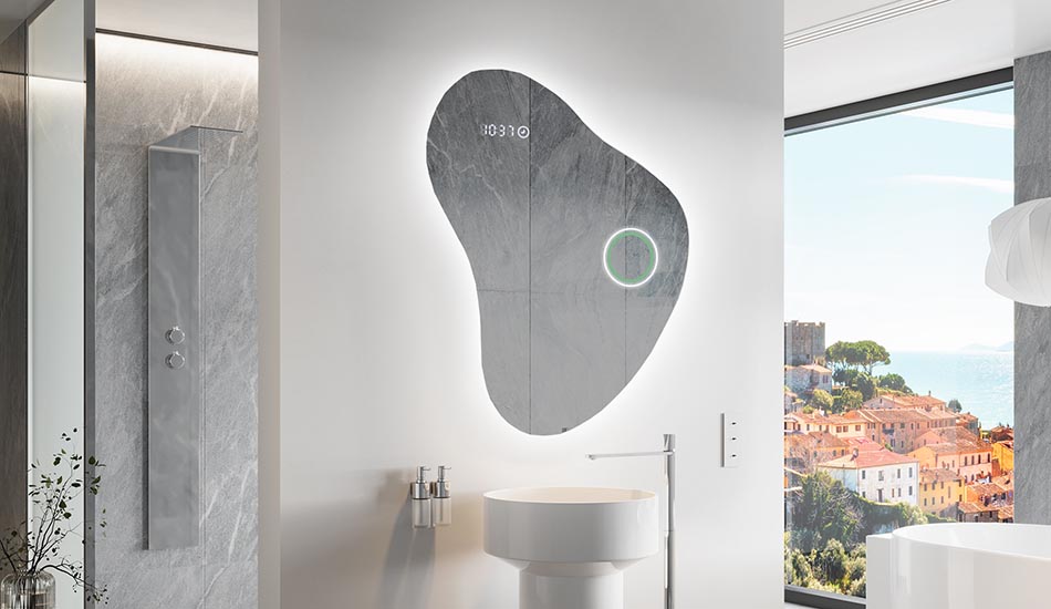 Decorative irregular LED mirror with ambient glow – premium wall mirror | ARTFORMA