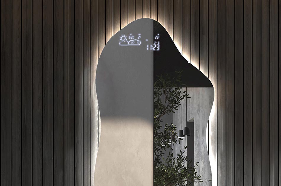 Stylish irregular mirror with premium features – illuminated mirror | ARTFORMA