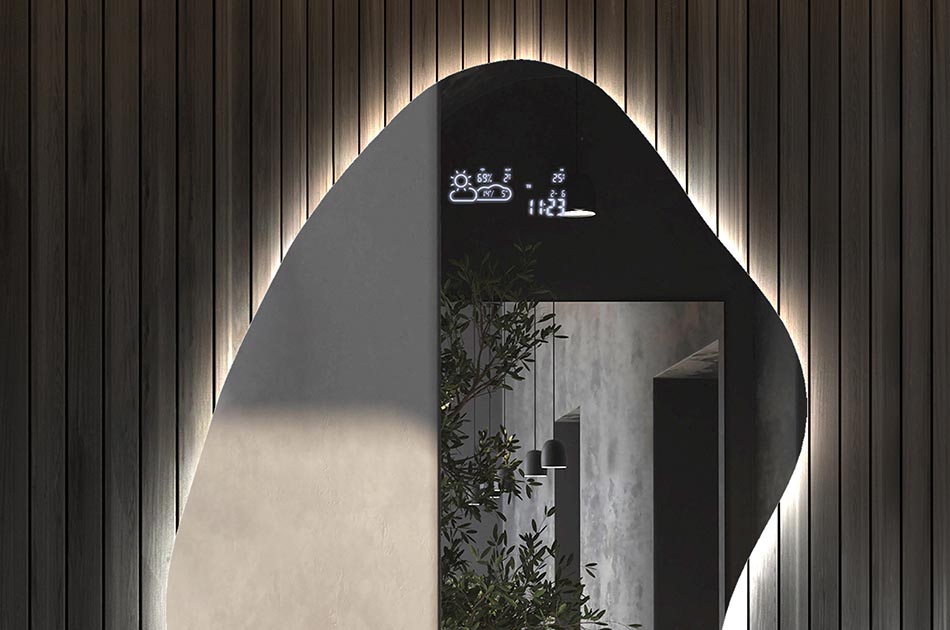 Stylish irregular mirror with premium features – illuminated mirror | ARTFORMA