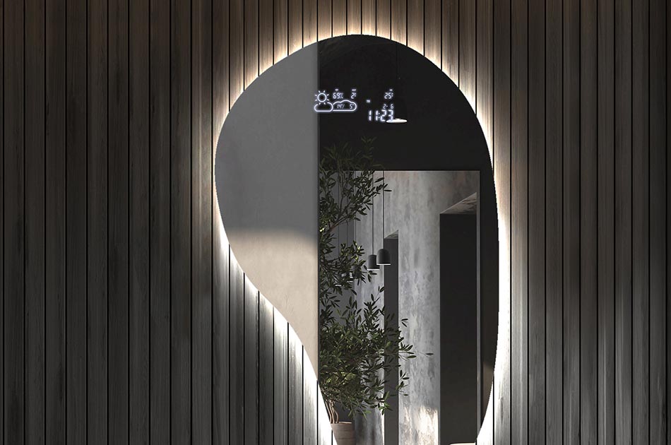 Stylish irregular mirror with premium features – illuminated mirror | ARTFORMA