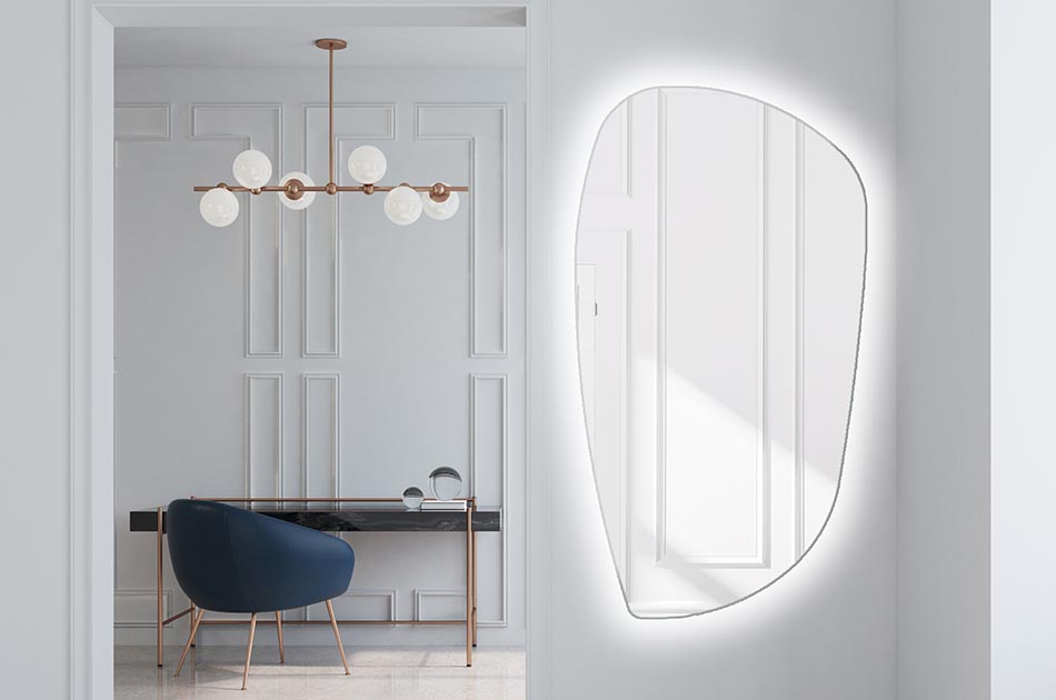 Stylish irregular mirror with premium features – illuminated mirror | ARTFORMA