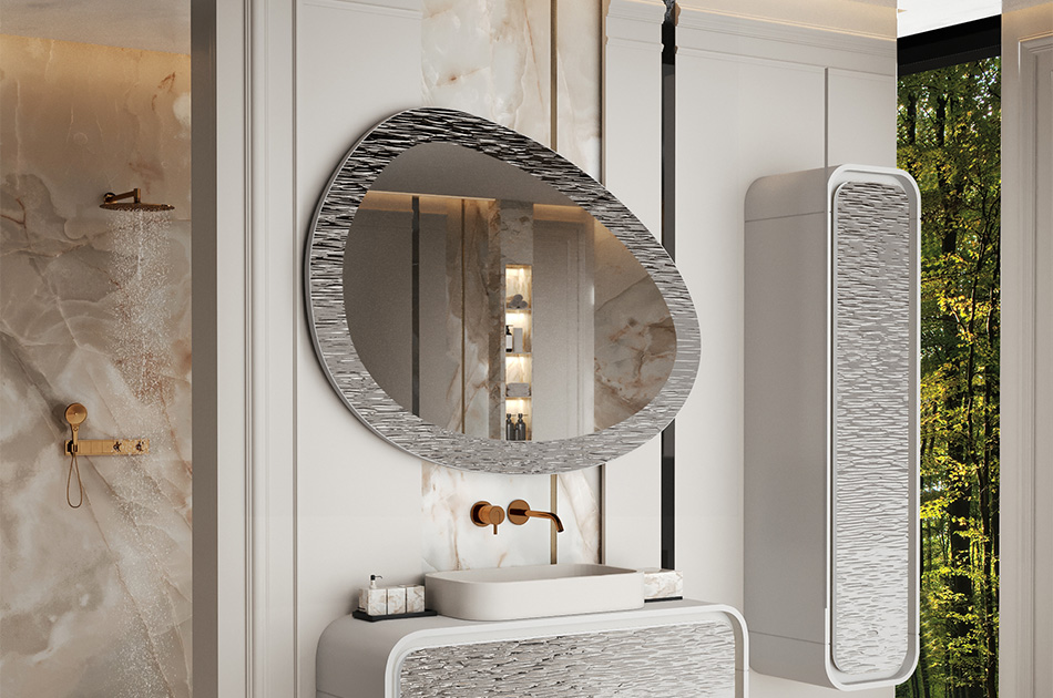 Mirror in a metal frame