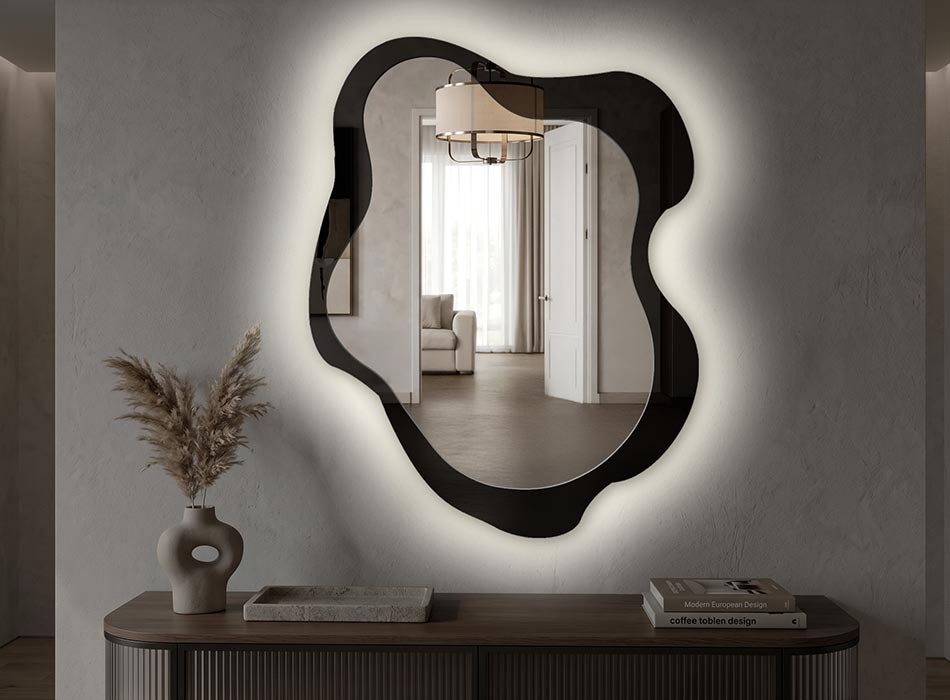 Mirror with LED backlighting