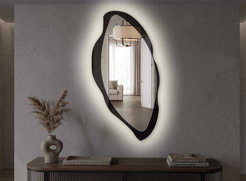 Mirror with LED backlighting