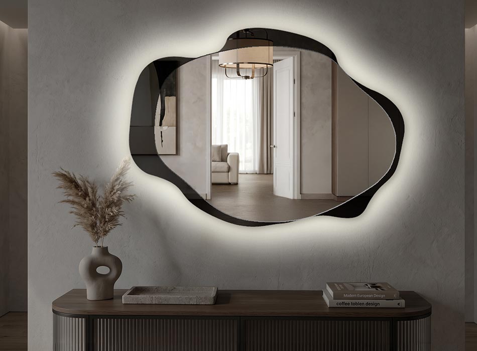 Mirror with LED backlighting