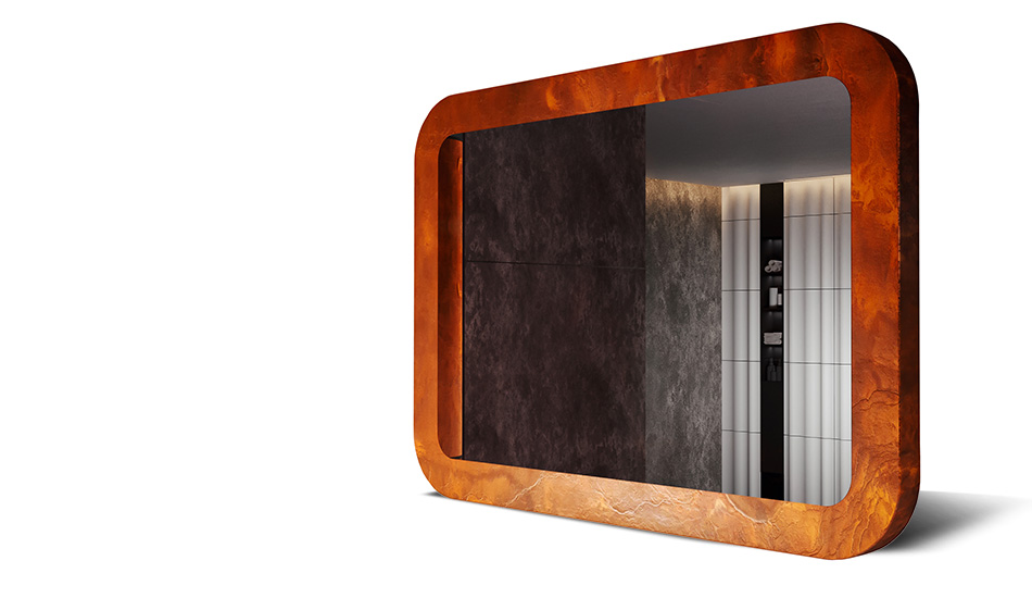 Mirror in a stone laminate frame. The power of nature