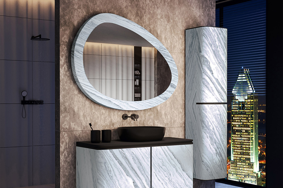 Mirror in a stone frame