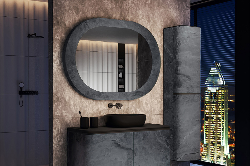 Mirror in a stone frame