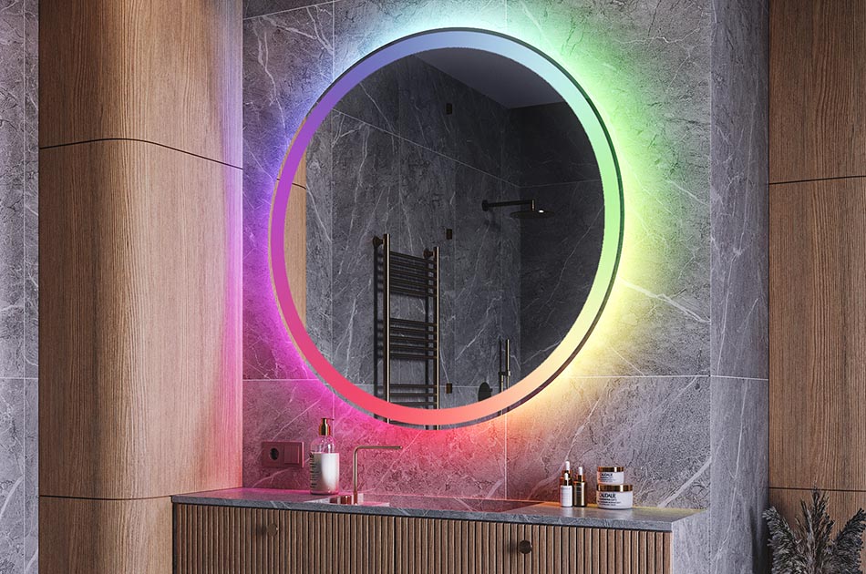 Illuminated circular mirror for designer bathrooms – LED mirror | ARTFORMA