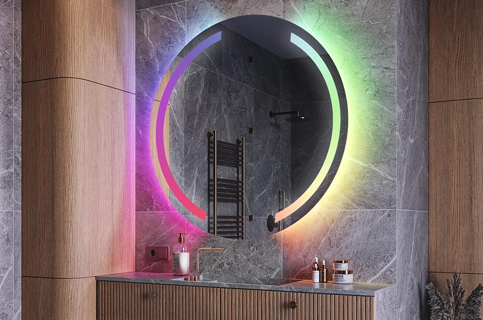 Illuminated circular mirror for designer bathrooms – LED mirror | ARTFORMA