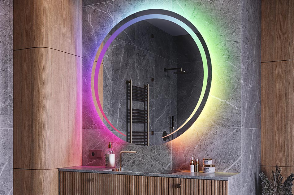 Illuminated circular mirror for designer bathrooms – LED mirror | ARTFORMA