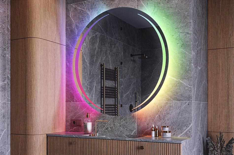 Illuminated circular mirror for designer bathrooms – LED mirror | ARTFORMA
