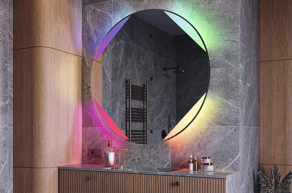 Illuminated circular mirror for designer bathrooms – LED mirror | ARTFORMA