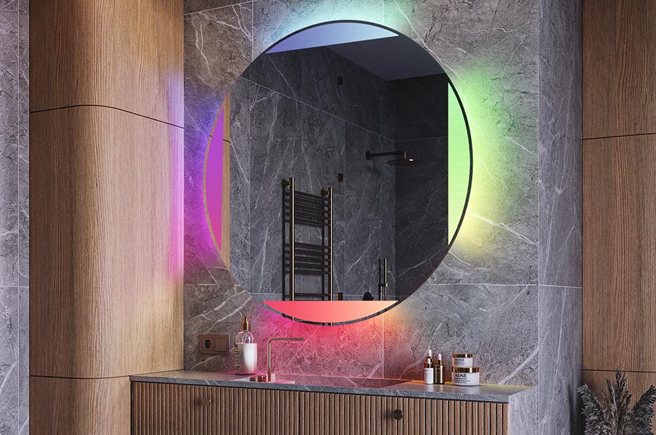 Illuminated circular mirror for designer bathrooms – LED mirror | ARTFORMA