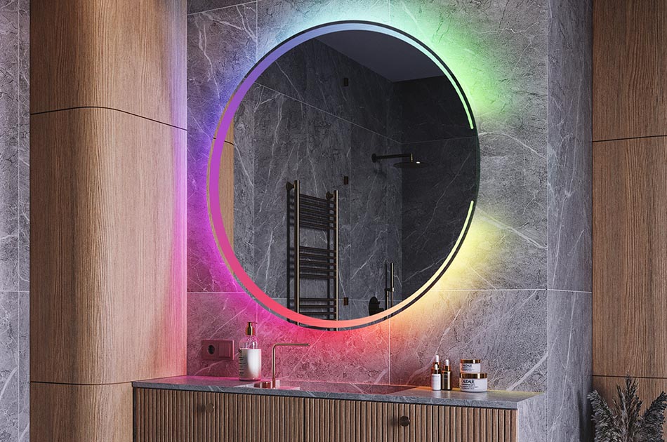 Illuminated circular mirror for designer bathrooms – LED mirror | ARTFORMA