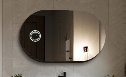 Oval mirrors with a decorative cover