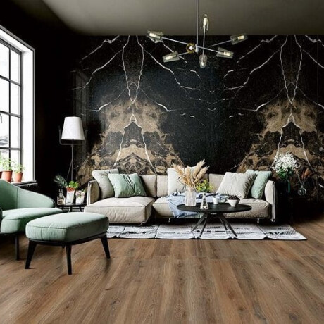 Glazed Porcelain Floor Tile 60x120, Black with Gold Veins, Glossy, Rectified A4H109 Pierre Black #4