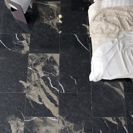 Glazed Porcelain Floor Tile 60x120, Black with Gold Veins, Glossy, Rectified A4H109 Pierre Black #5