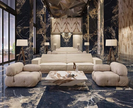 Glazed Floor Tile 60x120 with Gold Veins, Matte, Rectified, A4H110 Pierre Black