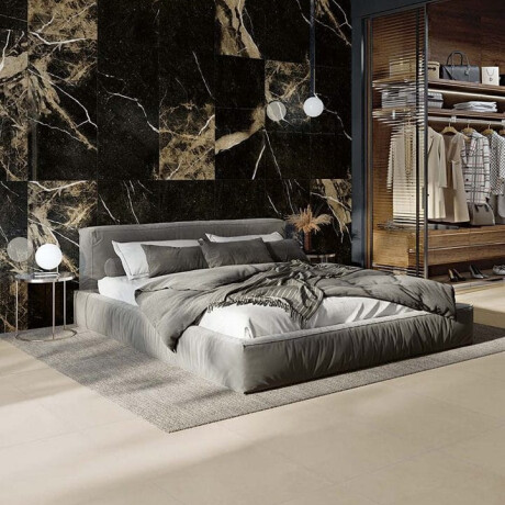 Glazed Floor Tile 60x120 with Gold Veins, Matte, Rectified, A4H110 Pierre Black #4