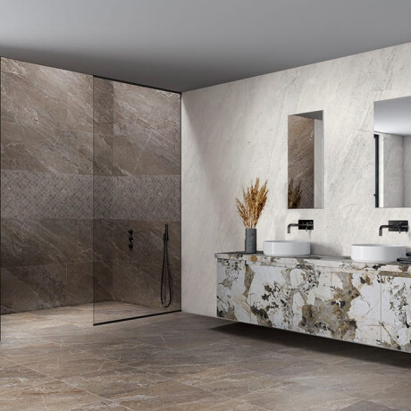 Glazed porcelain floor tile, 120x280 cm, brown stone, matte finish, A4H1133 Agathos Multicolor #1