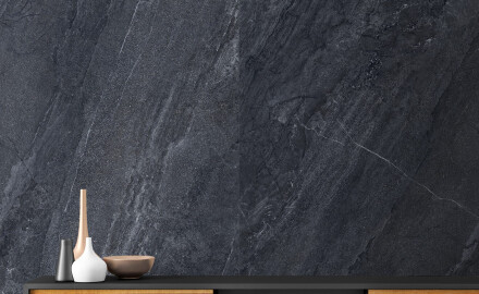Glazed porcelain floor tile, 120x280 cm, anthracite stone, matte finish, A4H1137 Agathos Anthracite