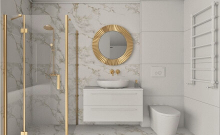 Glazed porcelain floor tile, 60x120 cm, white with gold veins, matte, rectified, A4H116 Varenna