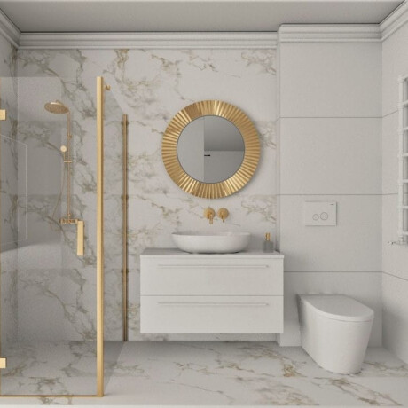 Glazed porcelain floor tile, 60x120 cm, white with gold veins, matte, rectified, A4H116 Varenna #1